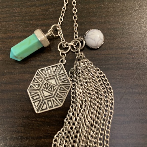 Long Silver Boho Necklace - Picture 2 of 3